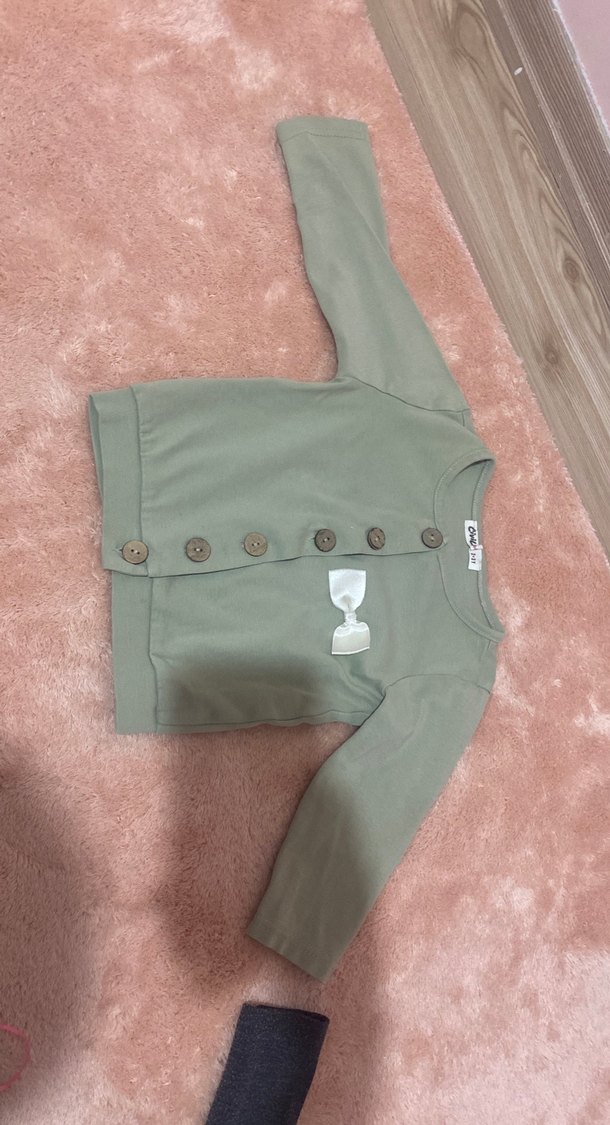 Kız Çocuk Düğmeli Pamuklu Hırka - Görsel 2