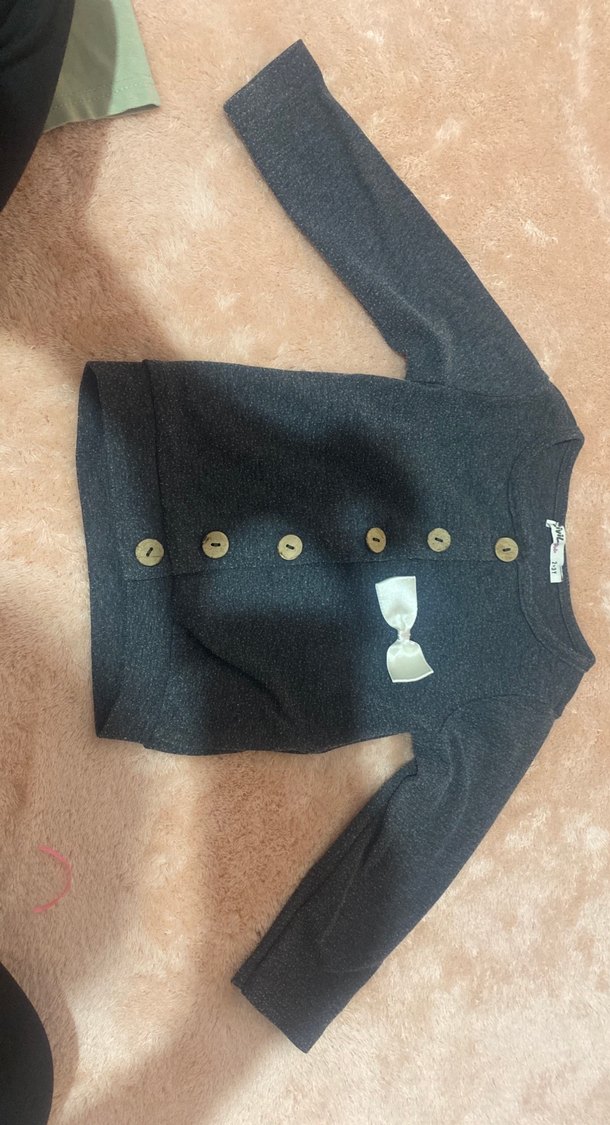 Kız Çocuk Düğmeli Pamuklu Hırka - Görsel 3