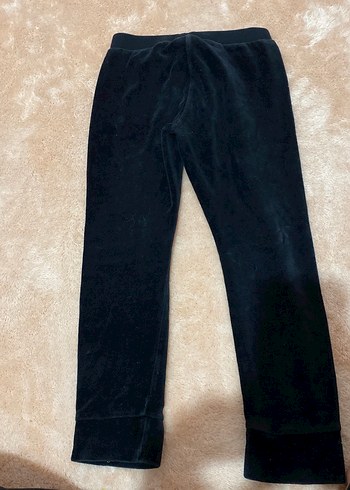 Düğmeli Siyah Kadife Kız Tayt - Görsel 3