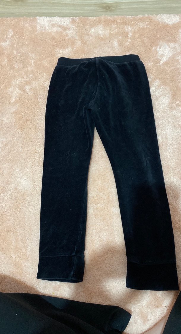 Düğmeli Siyah Kadife Kız Tayt - Görsel 3