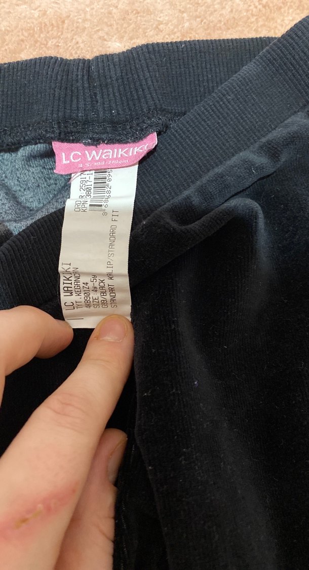 Düğmeli Siyah Kadife Kız Tayt - Görsel 2