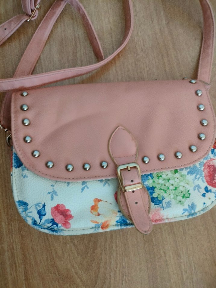 Pembe Çiçek Desenli Çanta - Görsel 2