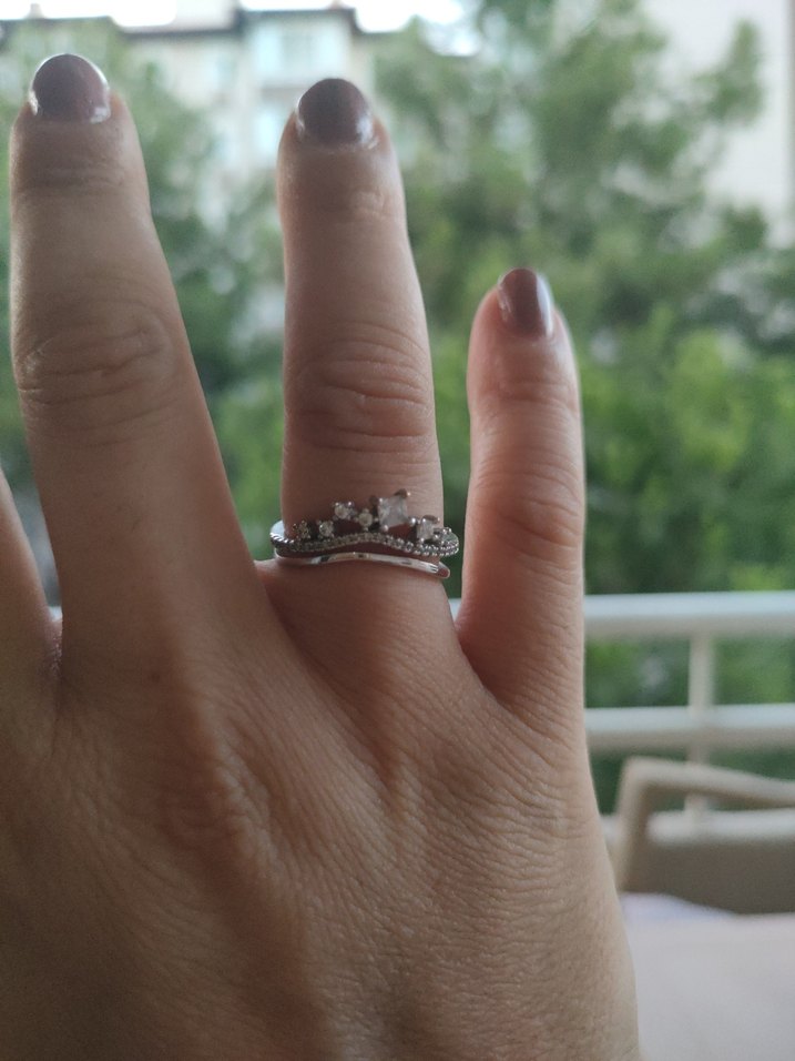 Kadın Gri Payetli Minimalist Yüzük - Görsel 3