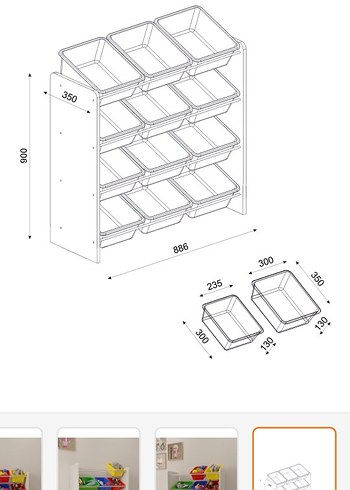 Ikea Renkli Çocuk Oyuncak Rafı