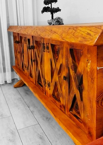 Masif ağaç Ceviz Salon konsol 180 cm - Görsel 2