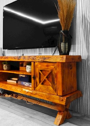 Masif Ağaç TV Ünitesi - Ceviz & Köknar - Görsel 4