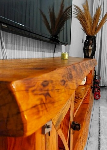 Masif Ağaç TV Ünitesi - Ceviz & Köknar - Görsel 3