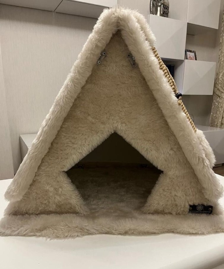 Beyaz Peluş Kedi Evi - Görsel 2