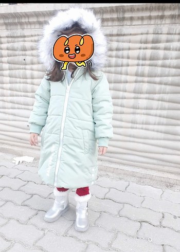 Kız Çocuk Kapüşonlu Puff Mont - Görsel 2