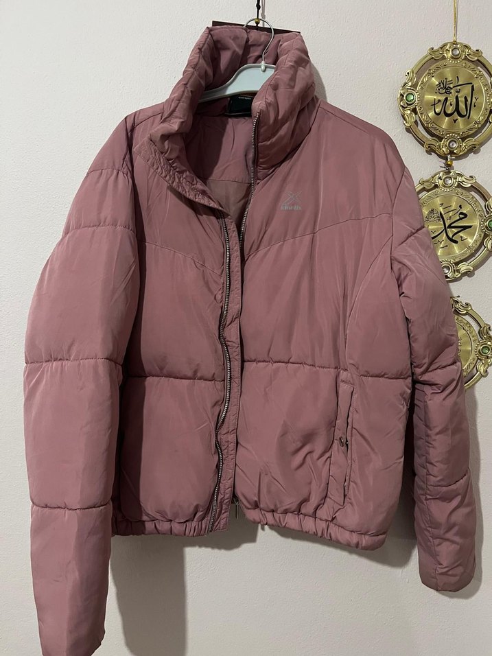 Pembe Fermuarlı Rahat Kadın Kışlık Mont - Görsel 2