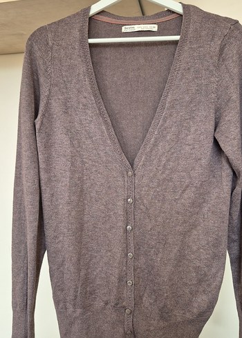 Düğmeli V Yaka Bej Kadın Hırka - Görsel 4