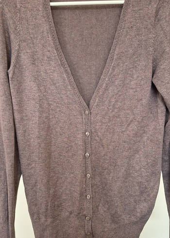 Düğmeli V Yaka Bej Kadın Hırka - Görsel 5