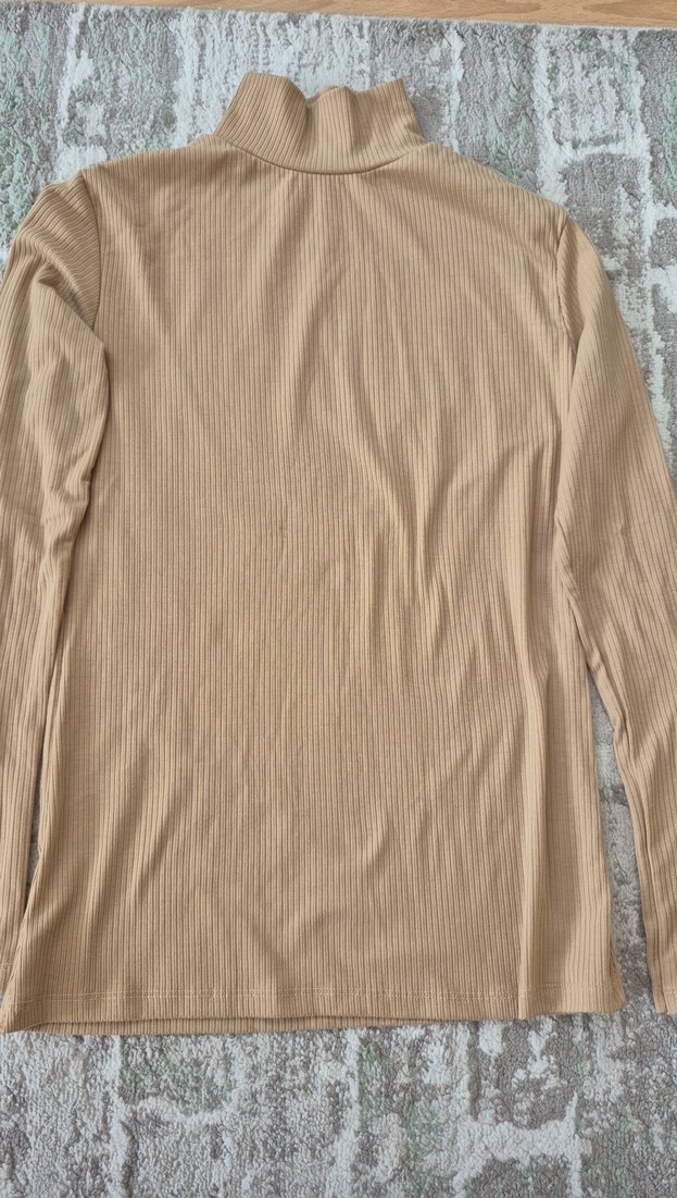 Bej Kadın Boğazlı Uzun Kollu Triko - Görsel 3