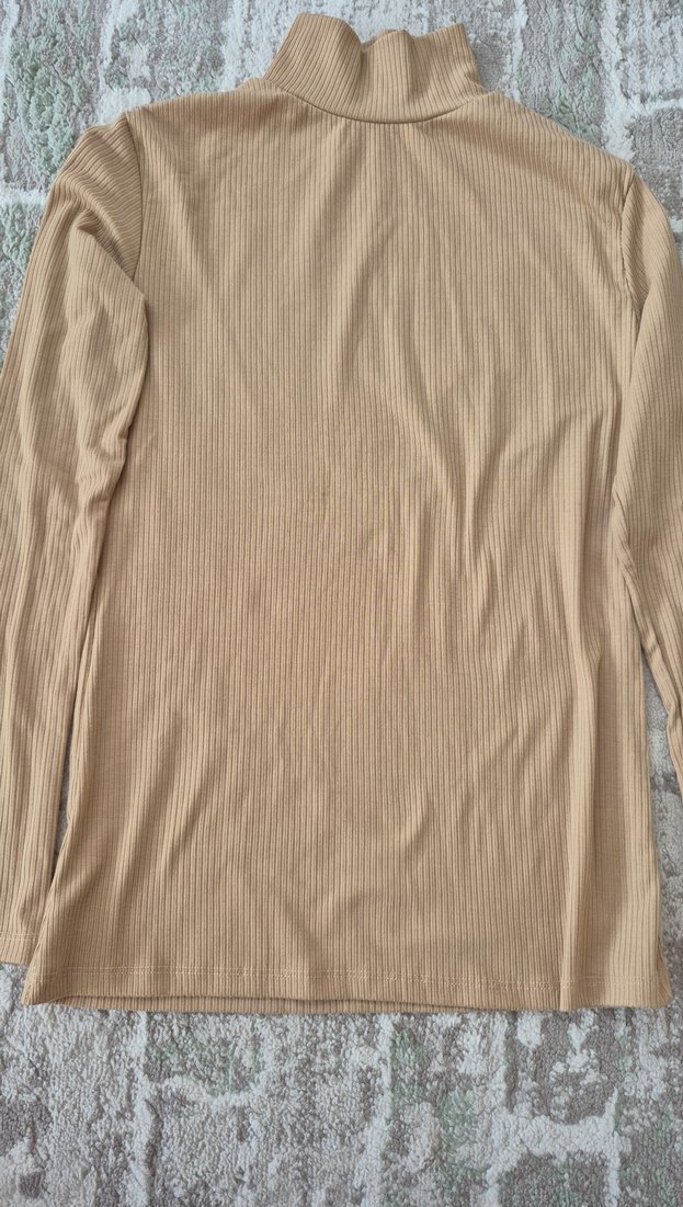 Bej Kadın Boğazlı Uzun Kollu Triko - Görsel 4