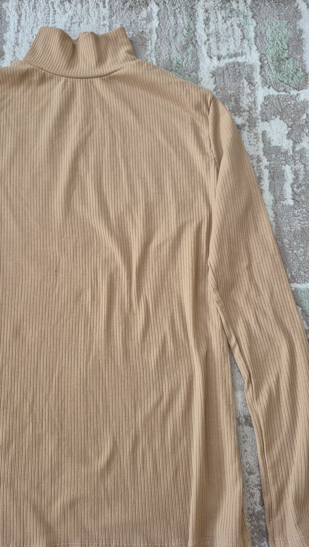 Bej Kadın Boğazlı Uzun Kollu Triko - Görsel 5