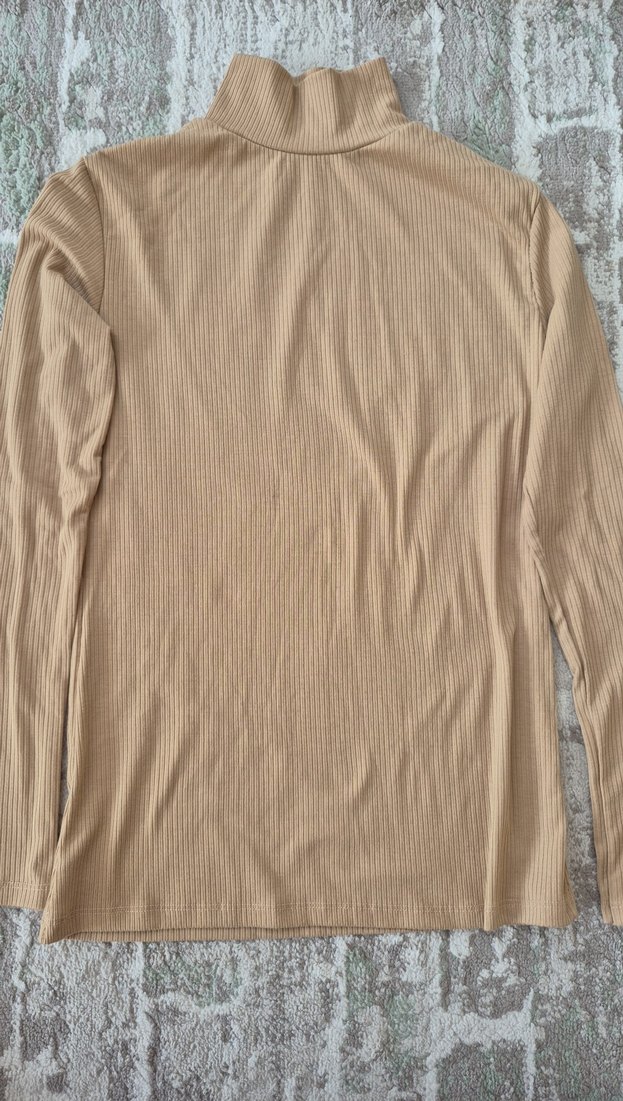 Bej Kadın Boğazlı Uzun Kollu Triko - Görsel 2