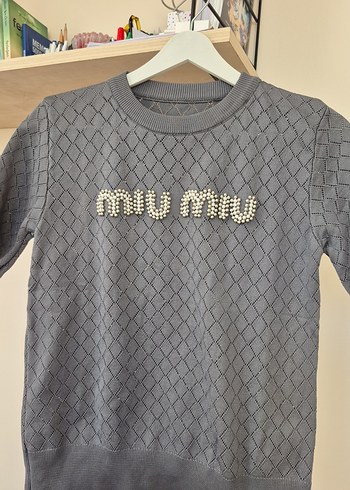 Nakışlı Gri Kız Triko Tişört - Görsel 2