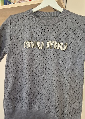 Nakışlı Gri Kız Triko Tişört - Görsel 3