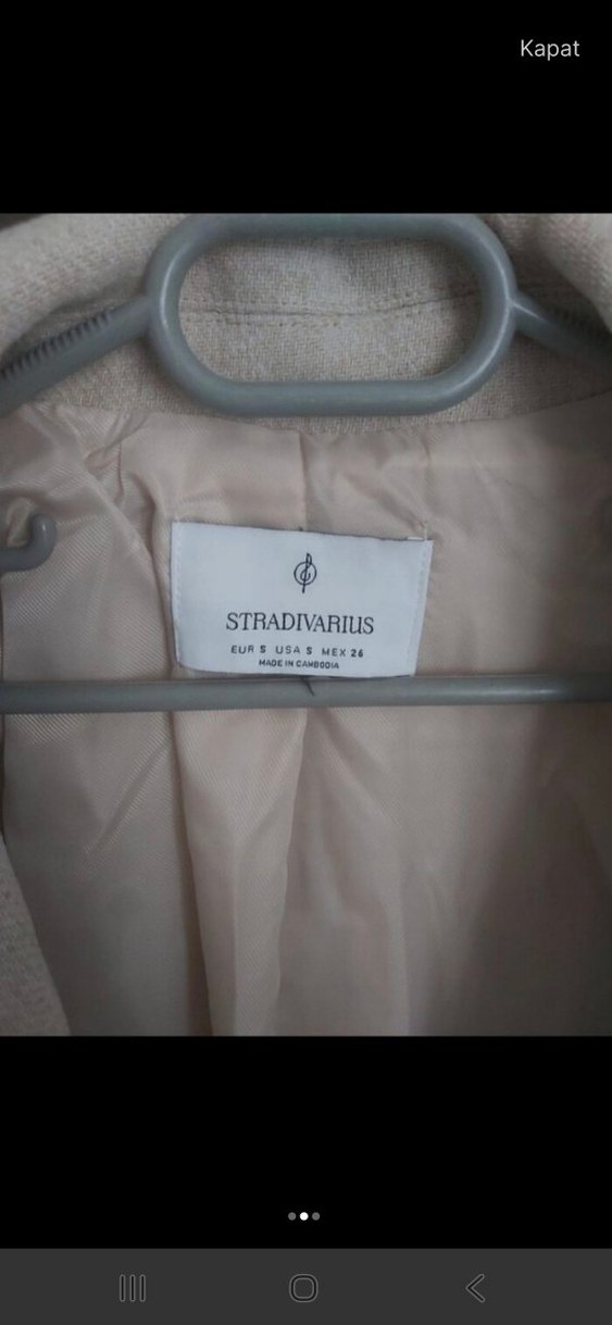 Bej Uzun Kesim Düğmeli Kadın Keten Kaban - Görsel 5