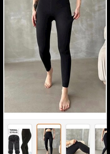 Siyah Yüksek Bel Kadın Peluş Tayt - Görsel 2