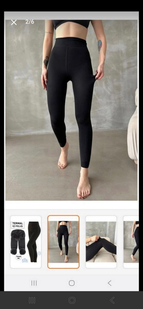 Siyah Yüksek Bel Kadın Peluş Tayt - Görsel 2