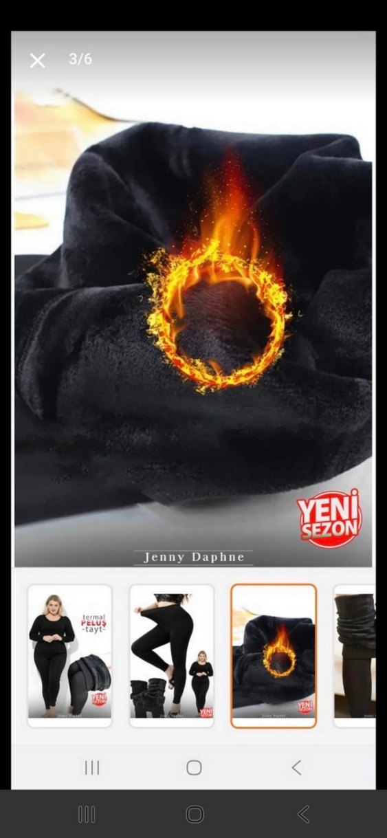 Siyah Yüksek Bel Kadın Termal Peluş Tayt - Görsel 3