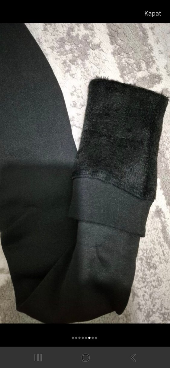 Siyah Yüksek Bel Kadın Termal Peluş Tayt - Görsel 4