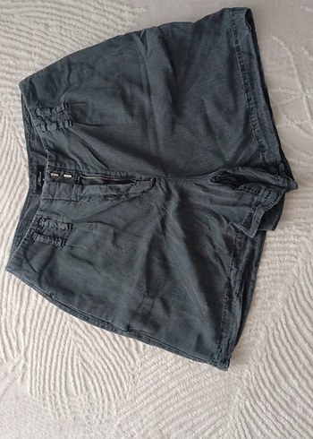 Gri Kadın Mini Kumaş Şort