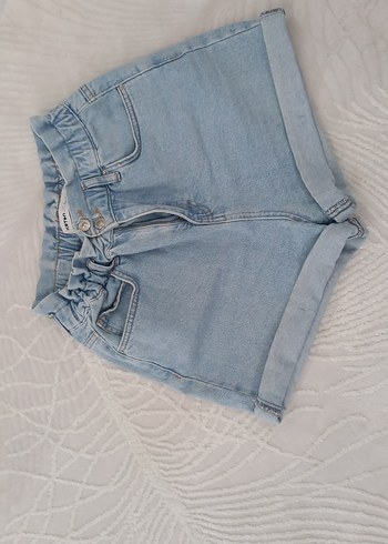 Düğmeli Buz Mavisi Denim Şort