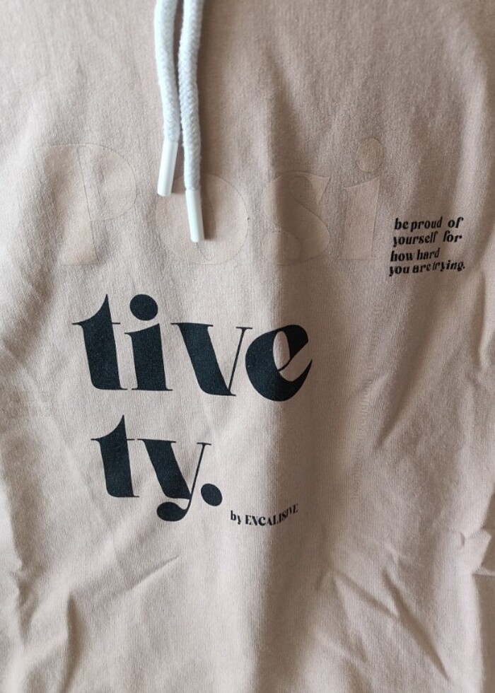 Açık Pudra Pembe Kapşonlu Sweatshirt  - Görsel 3