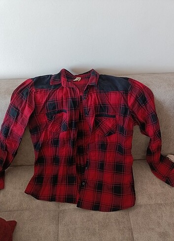 Kırmızı ve Siyah Kareli Uzun Gömlek  - Görsel 2
