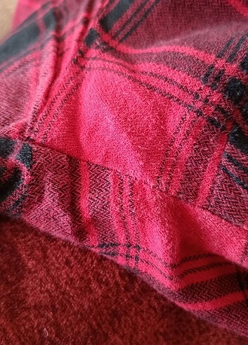 Kırmızı ve Siyah Kareli Uzun Gömlek  - Görsel 6