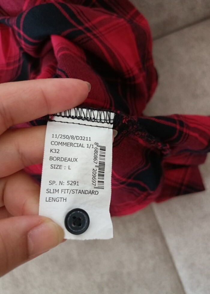 Kırmızı ve Siyah Kareli Uzun Gömlek  - Görsel 5