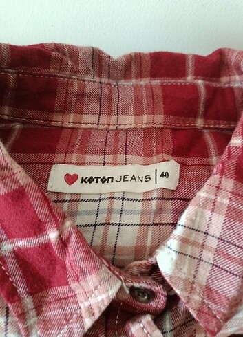 Kırmızı ve Beyaz Desenli Uzun Gömlek  - Görsel 2