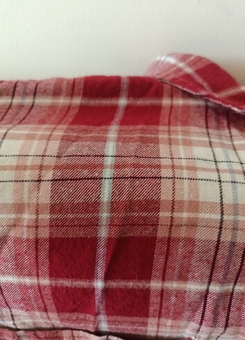 Kırmızı ve Beyaz Desenli Uzun Gömlek  - Görsel 3