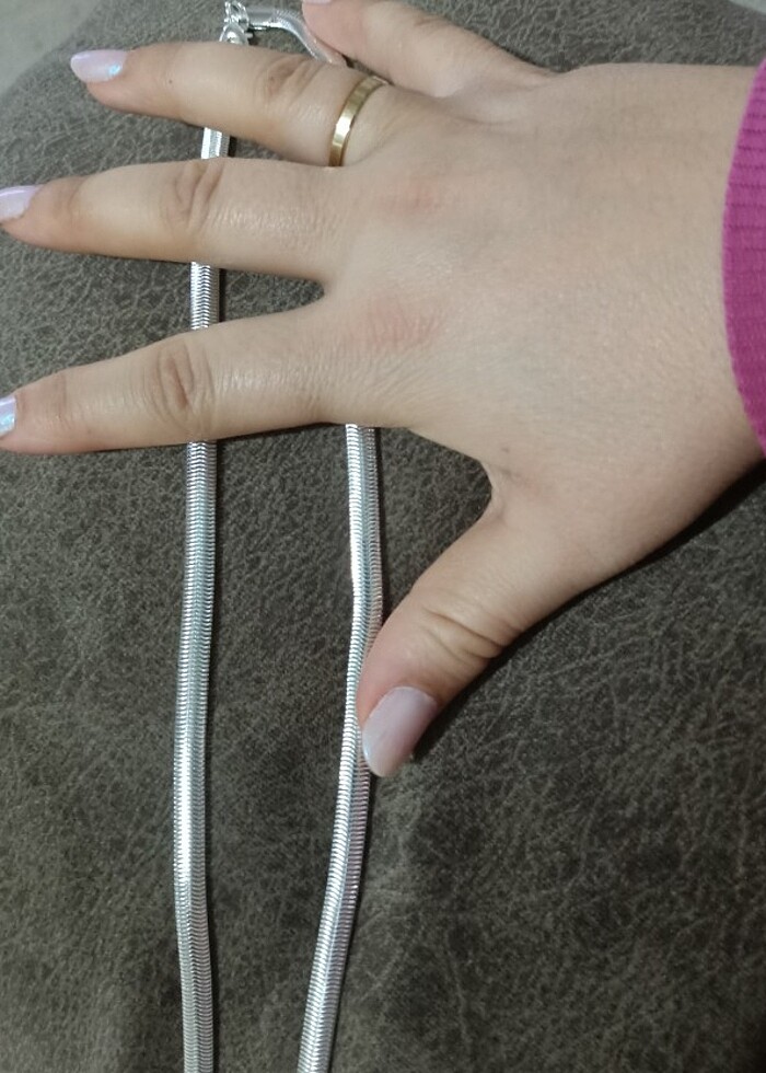 925 Ayar Gümüş kaplama çelik. İtalyan Zincir Kolye - Görsel 4