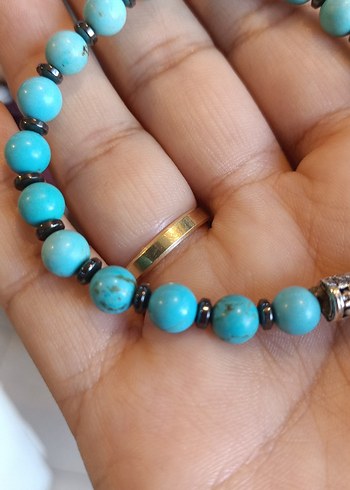 Turkuaz ve Hematit Boncuklu Kadın Bileklik - Görsel 6