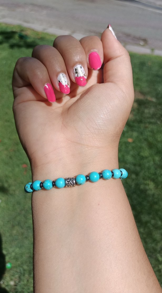 Turkuaz ve Hematit Boncuklu Kadın Bileklik - Görsel 4