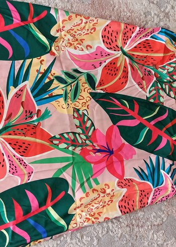 Renkli Desenli Drapeli Mini Bohem Elbise - Görsel 8