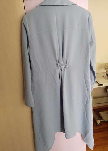Alvina Düğmeli Uzun açık mavi Kadın ceket Kap