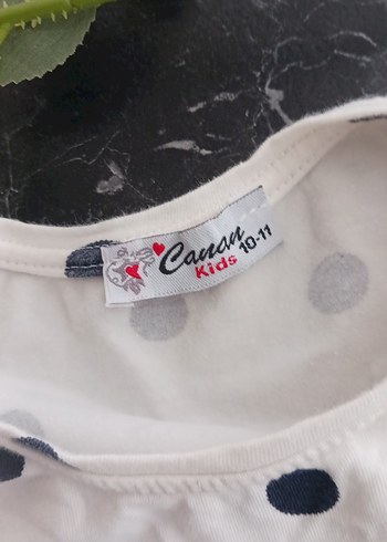 Uzun Kollu Puantiyeli Kız Elbisesi - Görsel 5