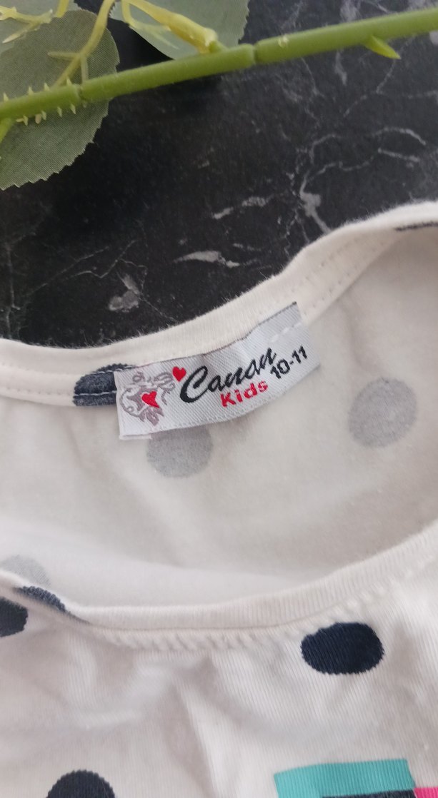 Uzun Kollu Puantiyeli Kız Elbisesi - Görsel 5