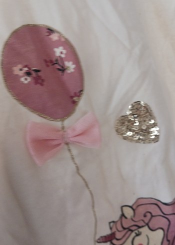 Kız Çocuk Uzun Kollu Baskılı Bej Tişört - Görsel 2