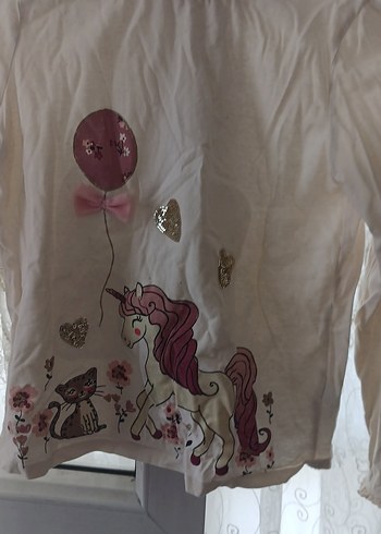 Kız Çocuk Uzun Kollu Baskılı Bej Tişört - Görsel 10