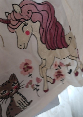 Kız Çocuk Uzun Kollu Baskılı Bej Tişört - Görsel 3