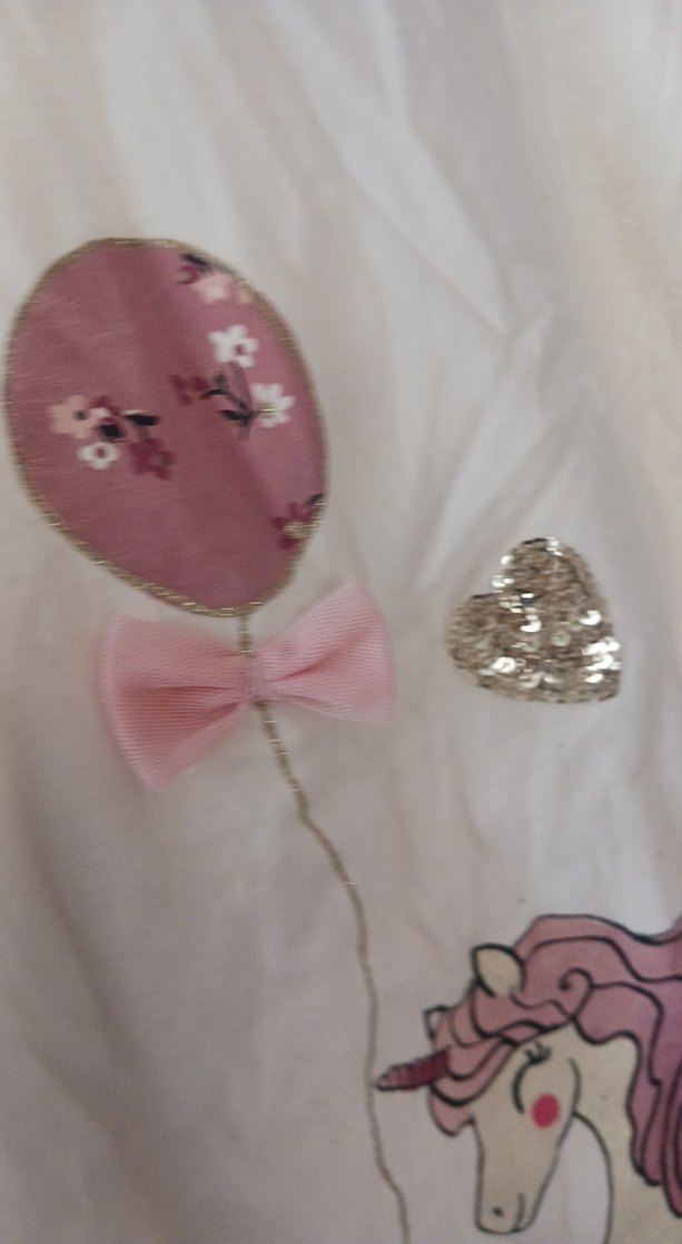 Kız Çocuk Uzun Kollu Baskılı Bej Tişört - Görsel 2