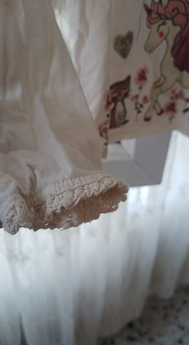 Kız Çocuk Uzun Kollu Baskılı Bej Tişört - Görsel 4