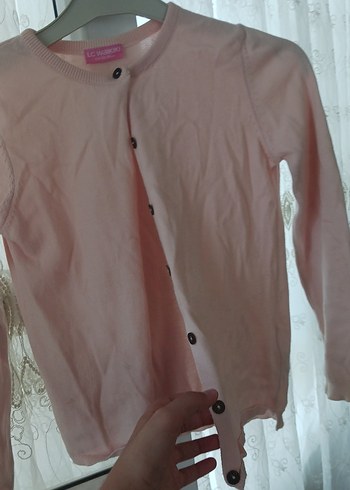 Pembe Düğmeli Kız Hırka - Görsel 2