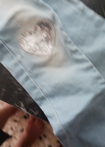 Kemer Detaylı Kız Çocuk Gri Denim Pantolon - Görsel 2