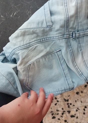 Kemer Detaylı Kız Çocuk Gri Denim Pantolon - Görsel 7
